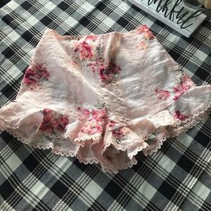 Pink Floral Shorts with embroidery